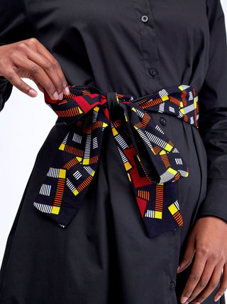 Safari Basic Shirt Tent Dress - Black - Shopzetu