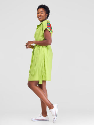 Safari Lira Drop Shoulder Dress - Lime - Shopzetu