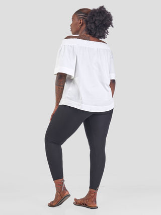 Safari Zene Off Shoulder Top - White - Shopzetu