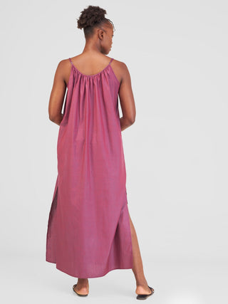 Safari Haya Strappy Tie Back Maxi Dress - Dark Maroon Koi Print