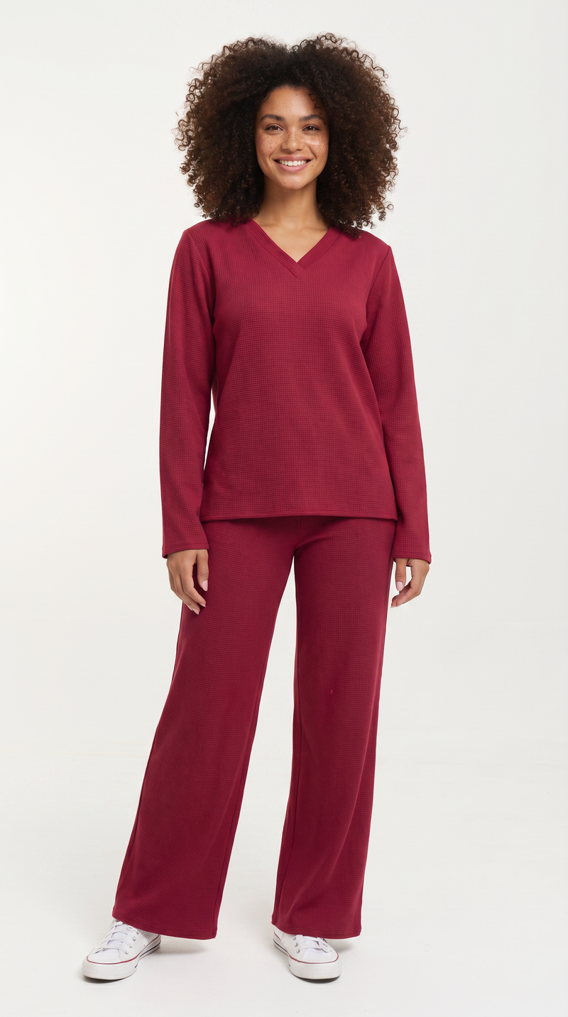 Shiv Shikie X Safari V-Neck Long Sleeve Sweatshirt in Rib - Mulberry