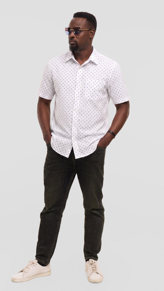 Safari By Vivo Mens Cotton Long Sleeve Shirt - White / Navy Print