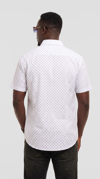 Safari By Vivo Mens Cotton Long Sleeve Shirt - White / Navy Print