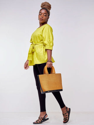 Safari Mara Wide Bishop Sleeve Top - Yellow